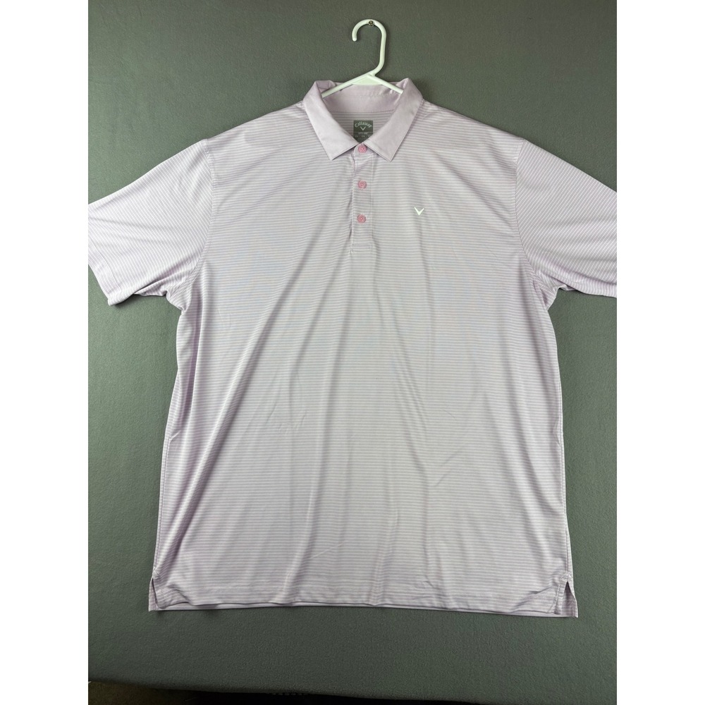 Callaway Opti-Dri Mens XXL Golf Polo Shirt Purple White Striped Short Sleeve
